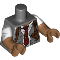 Torso, Dual Molded Arms, Vest, White Shirt, Dark Red Tie, Shoulder Holster Print, White Sleeves Pattern, Medium Nougat Arms and Hands Dunkelblaugrau