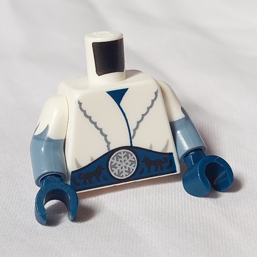 Torso, Dual Molded Arms, Fur Coat, Dark Blue Belt with Snowflake print, with White Sleeves Pattern, Sand Blue Arms, Dark Blue Hands Weiß