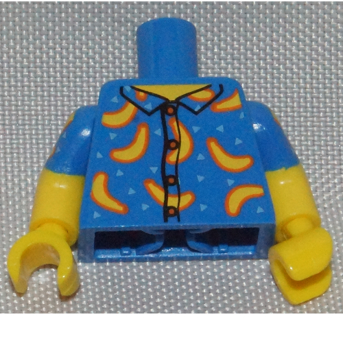 Torso, Dual Molded Arms, Shirt with Bananas and Light Blue Triangles Print, Blue Sleeves Pattern, Yellow Arms and Hands Blue