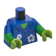 Torso, Dual Molded Arms, Shirt with White Flowers, Bright Green Chest print, Blue Sleeves Pattern, Bright Green Arms, Lime Hands Blau