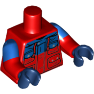 Torso, Dual Molded Arms, Winter Jacket with Blue Panel, 4 Pockets with Snaps and Zip Print, Blue Sleeves Pattern, Red Arms, Dark Blue Hands Rot