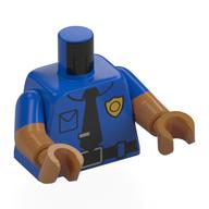 Torso, Dual Molded Arms with Police Uniform, Gold Badge, Black Tie, Belt print, Blue Sleeves Pattern, Medium Nougat Arms and Hand Blue