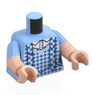 Torso, Dual Molded Arms with Blue Plaid Dress, Straps, White Shirt print, Bright Light Blue Sleeves Pattern, Light Nougat Arms and Hands Leuchtendes Hellblau