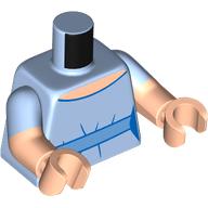 Torso, Dual Molded Arms with Dress, Medium Blue Belt print, Bright Light Blue Sleeves Pattern, Light Nougat Arms and Hands Leuchtendes Hellblau