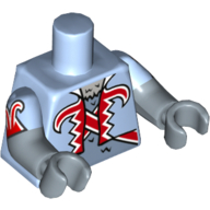 Torso, Dual Molded Arms, Vest with Red and White Trim, Gorilla Fur Print, Bright Light Blue Sleeves Pattern, Sand Blue Arms and Hands Leuchtendes Hellblau