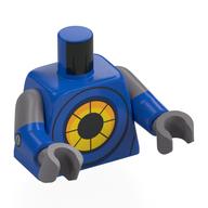 Torso, Dual Molded Arms with Yellow Segmented Circle print, Flat Silver Sleeves Pattern, Blue Arms, Flat Silver Hands Blau