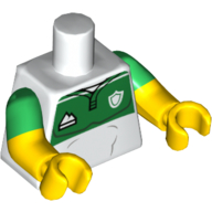 Torso, Dual Molded Arms, Sports Jersey, Green Top with Sports Logos Print, Green Sleeves Pattern, Yellow Arms and Hands Weiß