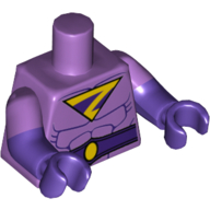 Torso, Dual Molded Arms, Muscles, Wonder Twin Zan Logo Print, Medium Lavender Sleeves Pattern, Dark Purple Arms and Hands Mittellavendel