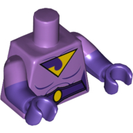 Torso, Dual Molded Arms, Muscles, Wonder Twin Jayna Logo Print, Medium Lavender Sleeves Pattern, Dark Purple Arms and Hands Medium Lavender