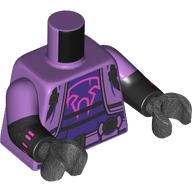 Torso, Dual Molded Arms with Jacket, Black Straps, Utility Belt, Dark Purple Shirt with Bright Pink Prowler Logo, Silver Backpack, Silver Weapons on Arms print, Medium Lavender Sleeves Pattern, Pearl Titanium Arms and Hands Medium Lavender