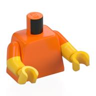 Torso, Dual Molded Arms with Orange Sleeves Pattern, Yellow Arms and Hands Orange