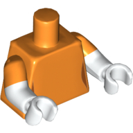 Torso, Dual Molded Arms, Dark Orange Sides Print, Orange Sleeves Pattern, White Arms and Hands Orange
