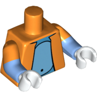 Torso, Dual Molded Arms, Jacket, Open with Gray Belly Print, Orange Sleeves Pattern, Medium Blue Arms, White Hands Orange
