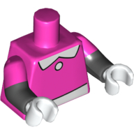 Torso, Dual Molded Arms, White Collar, Button, and Belt Print, Dark Pink Sleeves Pattern, Black Arms, White Hands in 