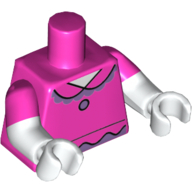 Torso, Dual Molded Arms, Shirt with Collar, Lavender Ruffles and Button Print, Dark Pink Sleeves Pattern, White Arms and Hands Dunkelrosa