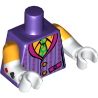 Torso, Dual Molded Arms, Vest, Striped, Green Tie Print, Bright Light Orange Sleeves Pattern, White Arms and Hands Dark Purple