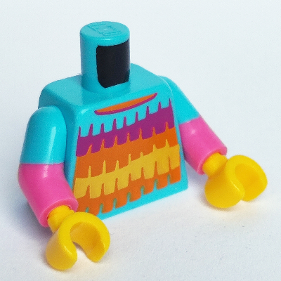 Torso, Dual Molded Arms, Magenta, Orange Yellow Decorations Print, Medium Azure Sleeves Pattern, Dark Pink Arms, Yellow Hands Medium Azure