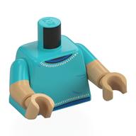 Torso, Dual Molded Arms with Sweater, White Trim, Blue Shirt print, Medium Azure Sleeves Pattern, Warm Tan Arms and Hands Medium Azure