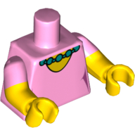 Torso, Dual Molded Arms, Round Neck with Pearl Necklace Print, Bright Pink Sleeves Pattern, Yellow Arms and Hands Leuchtrosa