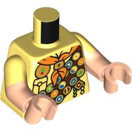 Torso, Dual Molded Arms, Scout Uniform, Dark Brown Belt with Buttons, Orange Scarf print, Bright Light Yellow Sleeves Pattern, Light Nougat Arms and Hands Bright Light Yellow