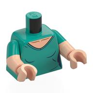 Torso, Dual Molded Arms with Shirt, Dark Blue Sides, Light Nougat Chest print, Dark Turquoise Sleeves Pattern, Light Nougat Arms and Hands Dunkeltürkis