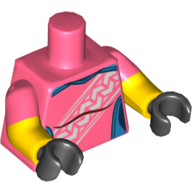 Torso, Dual Molded Arms, Dark Azure Panels and White Stripe Print, Coral Sleeves Pattern, Yellow Arms with Bandage Print, Black Hands Coral
