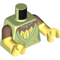 Torso, Dual Molded Arms, Dress, Bright Light Yellow Leaves, Medium Blue Necklace print, Medium Brown Sleeves Pattern, Bright Light Yellow Arms and Hands Gelbgrün