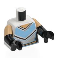 Torso, Dual Molded Arms with Shirt, Medium Azure/Black V-Shaped Stripes print, Warm Tan Sleeves Pattern, Black Arms and Hands Weiß