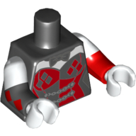 Torso, Odd Dual Molded Arms, Black and Red Corset with Diamonds Print (Harley Quinn), White Sleeves Pattern, Left Red Arms, Right Black Arms, White Hands Black