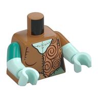 Torso, Odd Dual Molded Arms, Medium Nougat/Nougat/Sand Green Random Stitched Clothes, Light Aqua Chest print, Left Medium Nougat Sleeve, Right Dark Turquoise Sleeve Pattern, Light Aqua Arms and Hands Medium Nougat