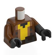 Torso, Pixelated Yellow Shirt, Dark Brown Belt print, Odd Dual Molded Left Arm, Reddish Brown Sleeve, Pearl Titanium Arm, Right Reddish Brown Arm, Pearl Titanium Hands Reddish Brown