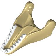 Tierkörperteil, Dinosaurier, Tyrannosaurus Rex Unterkiefer mit weißen Zähnen (bedruckt) Beige