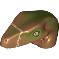 Animal Body Part, Dinosaur, Raptor Head with Tan Teeth and Olive Green Blotches Print Mittelnougat