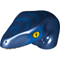 Animal Body Part, Dinosaur, Raptor Head with Yellow Eyes, Blue Stripes in Dark Blue