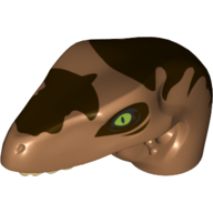 Animal Body Part, Dinosaur, Raptor Head with Tan Teeth and Dark Brown Markings Print in Medium Nougat