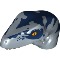 Animal Body Part, Dinosaur, Raptor Head with Yellow Eyes, Dark Blue Stripes Sandblau
