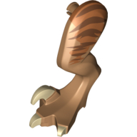 Animal Body Part, Dinosaur, Raptor Leg, Left, with Pin, Tan Claws and Dark Brown Stripes over Dark Orange Print Mittelnougat