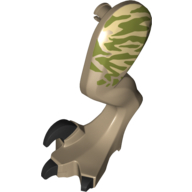 Animal Body Part, Dinosaur, Raptor Leg, Left, with Pin, with Olive Green Stripes Print Dark Tan