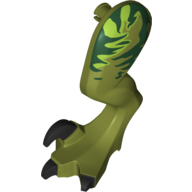 Animal Body Part, Dinosaur, Raptor Leg, Left, with Pin, Black Claws and Dark Green Stripes over Lime Print Olivgrün