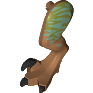 Animal Body Part, Dinosaur, Raptor Leg, Left, with Pin, Black Claws and Medium Azure Stripes over Olive Green Print Mittelnougat