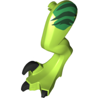 Animal Body Part, Dinosaur, Raptor Leg, Left, with Pin, Black Claws and Dark Green Stripes over Lime Print 10757-1 Limette