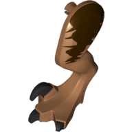 Animal Body Part, Dinosaur, Raptor Leg, Left, with Pin, Dark Brown Markings, Black Claws Medium Nougat