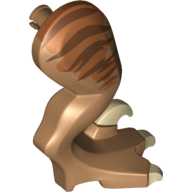 Animal Body Part, Dinosaur, Raptor Leg, Right, with Pin, Tan Claws and Dark Brown Stripes over Dark Orange Print Medium Nougat