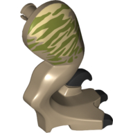 Animal Body Part, Dinosaur, Raptor Leg, Right, with Pin, with Olive Green Stripes Print Dark Tan