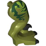Animal Body Part, Dinosaur, Raptor Leg, Right, with Pin, Black Claws and Dark Green Stripes over Lime Print Olive Green
