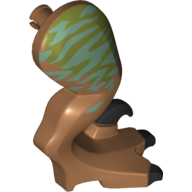 Animal Body Part, Dinosaur, Raptor Leg, Right, with Pin, Black Claws and Medium Azure Stripes over Olive Green Print Mittelnougat