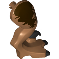 Animal Body Part, Dinosaur, Raptor Leg, Right, with Pin, Dark Brown Markings, Black Claws Mittelnougat