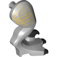 Animal Body Part, Dinosaur, Raptor Leg, Right, with Pin, Black Claws, Tan Stripes in Light Bluish Gray