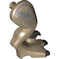 Animal Body Part, Dinosaur, Raptor Leg, Right, with Pin, Black Claws, Sand Blue Stripes Dunkelbeige