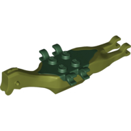 Animal Body Part, Dinosaur, Pteranodon Body, 4 Studs, 6 Clips with Dark Green Top Olive Green